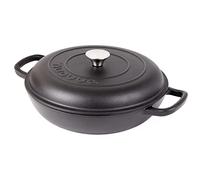 Casseruola bassa in ghisa con coperchio - casseruola antiaderente - pentola resistente, adatta al forno - pentola smaltata - nero, 3 l, 30 cm - di Nuovva