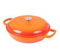 Casseruola bassa in ghisa con coperchio - casseruola antiaderente - pentola resistente, adatta al forno - pentola smaltata - arancione, 3 l, 30 cm - di Nuovva