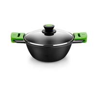 Bra Prior - Padella concava, 28 Centimetri, con Coperchio in Vetro, Maniglie in Silicone, Compatibile con tutti i tipi di cucine.