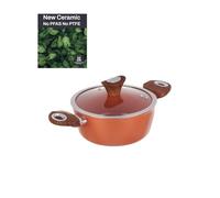 Casseruola con coperchio salmone New Ceramic (20 cm due manici)