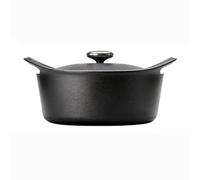 Casseruola da 24 cm, con coperchio, in ghisa, con coperchio, 3,5 l, rivestimento in smalto resistente, per induzione e gas, colore: nero