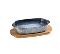 Casseruola giapponese Flambé Glaze con vassoio, 600 ml, in ceramica, adatta al forno, per pasta, insalata, formaggio grigliato, manici resistenti al calore (blu zaffiro, B)