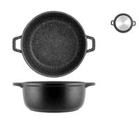 H&H Casseruola 2 Manici Pietra in Alluminio Pressofuso con Rivestimento Antiaderente, Antracite, cm 28 - 894828