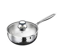 Casseruola in acciaio | Utensile da cucina in acciaio con manico e beccuccio versatore - Pentola con cestello a vapore - Per cuocere, friggere, cuocere a fuoco lento, bollire, preparare