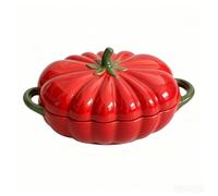Casseruola In Ceramica A Forma Di Pomodoro Con Coperchio - Teglia Ovale Per Lasagne Arrosti E Servizio, Adatta A Forno E Microonde, Grazioso Design Regalo