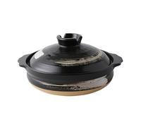 Casseruola in ceramica nera giapponese con coperchio - Pentola in ceramica resistente al calore, pentola for zuppa, for cucinare in casa, stufato for cena(0.8l)