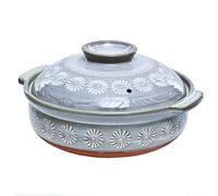 Casseruola In Ceramica, Pentola Rotonda In Terracotta Con Coperchio, Pentola Isolante Termica, Pentola In Terracotta Con Doppio Manico, Pentole for Zuppa Di Spezzatino Blu Whi(33.5cm)