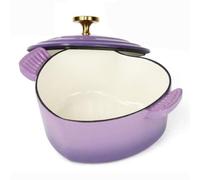 Casseruola in ghisa smaltata a forma di cuore - Pentola antiaderente da 1,9 l con coperchio, versatile piccola padella in ghisa per cuocere, stufare e servire, perfetta per la cucina