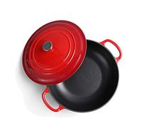 Casseruola in ghisa smaltata con coperchio, versatile per fornelli a induzione e a gas, per cuocere, arrostire, stufare, essenziale per la cucina casalinga