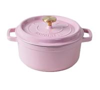 Casseruola in Ghisa Smaltata da 3,7 L con Coperchio, Resistente, Sicura per Forno fino a 500°F, Pentola da Cucina per tutti i Piani Cottura, Idee per Lista Nozze e Regali,Rosa