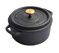Casseruola in Ghisa Smaltata da 3,7 L con Coperchio, Resistente, Sicura per Forno fino a 500°F, Pentola da Cucina per tutti i Piani Cottura, Idee per Lista Nozze e Regali,Nero