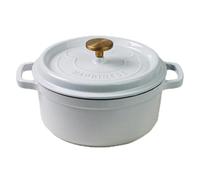 Casseruola in Ghisa Smaltata da 3,7 L con Coperchio, Resistente, Sicura per Forno fino a 500°F, Pentola da Cucina per tutti i Piani Cottura, Idee per Lista Nozze e Regali,Bianca
