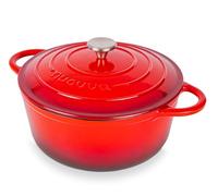 Casseruola in Ghisa Smaltata, Pentola Olandese Antiaderente con Coperchio, Induzione/Gas/Forno, Cottura Omogenea - 6.1 Liter 30cm Rosso - da Nuovva