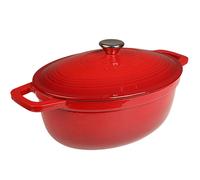 Casseruola in Ghisa Smaltata VeoHome Rosso 6L Ovale, Cocotte Ultra Resistente, P
