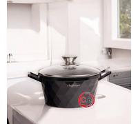 Casseruola in pietra lavica diamantata con coperchio in vetro Cheffinger 24cm