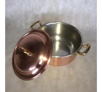 Casseruola In Rame 2 manici con Coperchio inclusi Ø32 cm - Peso 3.3 kg ideale per la preparazione di primi come di secondi, ideale per le carni, per arrostire stufare e brasare rame