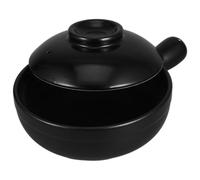 Casseruola in Terracotta Nera 600ml con Coperchio, Design Tradizionale | Ritenzione di Calore e Umidità, Cottura Uniforme, per Fornelli a Gas, Stufati e Ramen