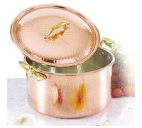 Casseruola Media 2 manici Ø 20 cm - h9.5 cm - 3.0 lt in rame Martellato Stagnato linea Luxury Line rame