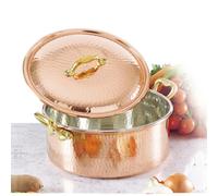 Casseruola Media 2 manici Ø 28 cm - h13 cm - 8.0 lt in rame Martellato Stagnato linea Luxury Line rame