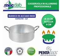 Casseruola Mezzo Fondo in Alluminio Pentola con Manico in Acciaio Inox Pentalux