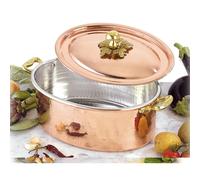 Casseruola Ovale 2 maniglie 37x26 con coperchio in rame massiccio 5 mm linea Michaels Range rame