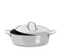 Casseruola Ovale Inox 2 Manici Con Coperchio Cm32