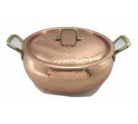 Casseruola pentola tegame in rame stagnato bombata da cucina con coperchio