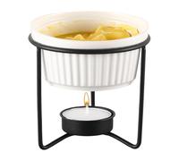 Casseruola per fonduta di formaggio - Set scalda da tè da 3,74 | Frullatore in ceramica - Supporto per telaio in ferro | Scaldasalda portatile per salsa al cioccolato per spuntini dessert feste uso