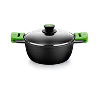 BRA, Prior, Casseruola Profonda con Coperchio in Vetro e Manici in Silicone, 24 Cm, Nero