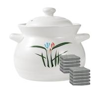 Casseruola resistente alle alte temperature, pentola for zuppa, fornello a gas, in ceramica e terracotta for cucinare in casa stufati(6.5 Litres)