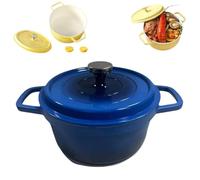 Casseruola rotonda in ghisa smaltata da 5,2 l con coperchio, forno olandese rotondo da 5,5 qt, libro di cucina, antiaderente, facile da pulire, forni olandesi, sicura fino a 260 °C, per brasare