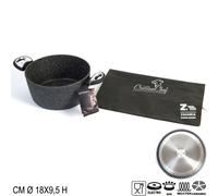CASSERUOLA SUPERIOR CRISTIAN CHEF DM. CM 18X9,5 H EFFETTO PIETRA CON 2 MANICI