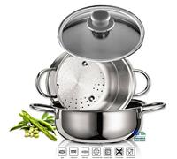 CASSERUOLA VAPORIERA CM 26 CON CESTELLO SOVRAPPONIBILE COPERCHIO IN VETRO