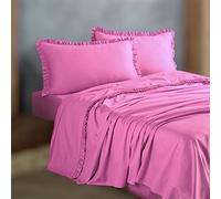 CasseseShop Coppia lenzuola con Rouche matrimoniale PaulWilliams (Rosa)