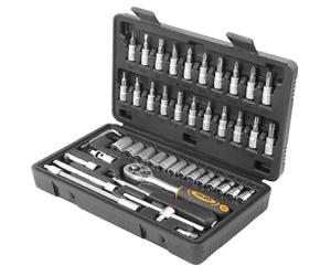 CASSETTA 46PZ CRICCHETTO REVERSIBILE CON BUSSOLE DA 1/4" TOLSEN