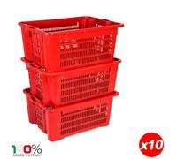 CASSETTA AGRICOLA TRAFORATA IN PVC IMPILABILE DA 40 LITRI RACCOLTA OLIVE 10 PZ