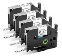 Cassetta Aken Etichette Compatibile con Brother TZe-231 TZe231 Ptouch 12mm 0,47, Nero su Bianco Cassetta Nastro Laminato Compatibile con Brother Ptouch PT h110 1000 H105 H110 (4Pz.)