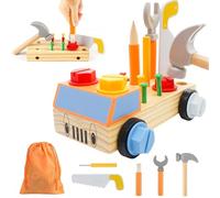 Cassetta Attrezzi Bambini, 29 Pezzi Attrezzi in Legno Montessori Giochi, Banco da Lavoro per Bambini, Giochi Legno Montessori, Regalo di Natale Ragazzo Bimbo 2 3 4 5 Anni