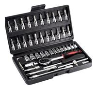 Cassetta Attrezzi Completa 46 Pezzi Riparazione Auto Set Di Strumenti Punte Chiave A Cricchetto Riparazione Kit Strumenti Combinati Manutenzione Utensili Manuali Kit Strumenti La Casa