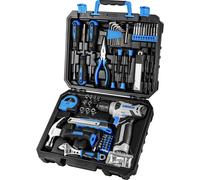 Cassetta Attrezzi Completa Blu con Trapano Avvitatore Batteria 8V 126 Pezzi Set