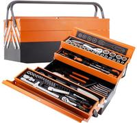 Cassetta Attrezzi Completa con 85 Pezzi in Metallo Cassetta Porta Utensili Organizer per Attrezzi Resistente Pieghevole con Occhiello per Lucchetto per Fai da Te Meccanico Elettricista