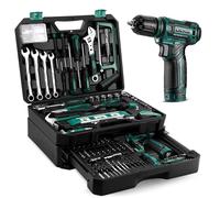 Cassetta Attrezzi Completa Elettriche: DEKO 238 Pezzi con Trapano a Batteria 12V, Valigetta Attrezzi con Set Completo di Punte, Verde