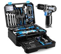 Cassetta Attrezzi Completa Elettriche: DEKO 238 Pezzi con Trapano a Batteria 12V, Valigetta Attrezzi con Set Completo di Punte, Blu