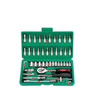 Cassetta Attrezzi Completa Set Di 46 Chiavi A Cricchetto Con Presa Da 1/4 Di Pollice Con Set Di Bussole Metriche E Barra Di Estensione Per La Riparazione Automatica