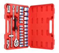 Cassetta Attrezzi Completa Set Strumenti Meccanici Da 32 Pezzi Bussole Profonde E Standard Da 1/2" Set Di Chiavi A Cricchetto Kit Di Strumenti Meccanici Per La Riparazione Automatica