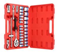 Cassetta Attrezzi Completa Set Strumenti Per Meccanica Da 32 Pezzi Kit Strumenti Per Chiavi A Cricchetto Con Guida Profonda E Standard Da 1/2 Pollici Per La Riparazione Automatica