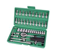 Cassetta Attrezzi Completa Set Strumenti Riparazione 46 Pezzi Set Prese Da 1/4 Pollici Strumenti Riparazione Chiave Dinamometrica A Cricchetto Strumenti Combinati Strumenti Riparazione