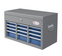 Cassetta Attrezzi con 6 Cassetti un Bauletto e 2 Chiavi 60x26x34 cm in Acciaio Blu