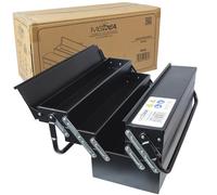 CASSETTA ATTREZZI PORTA UTENSILI METALLO VALIGETTA LAVORO 5 SCOMPARTI ACCIAIO NERO OPACO PROFESSIONALE 470 X 300 X 200 MM X