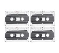 Cassetta Audio Registrabile Trasparente 30 Minuti Custodia Rigida | Formato 10x6,5x2cm, Plastica Nera, Confezione da 4 Pezzi, per Lettori Cassette e Registratori Portatili